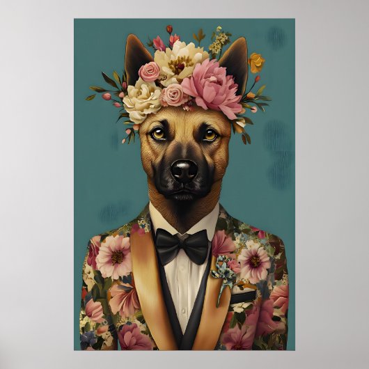 Belgian Malinois In Suit Poster, Belgian Malinois ポスター (正面)