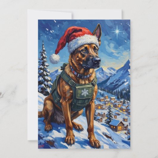 Belgian Malinois Mountain Patrol Christmas シーズンカード (正面)