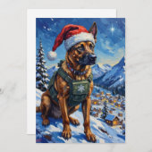 Belgian Malinois Mountain Patrol Christmas シーズンカード (正面/裏面)