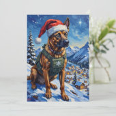 Belgian Malinois Mountain Patrol Christmas シーズンカード (スタンド正面)