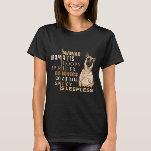 Belgian Malinois Personality Word Puzzle T-Shirt Tシャツ (正面)