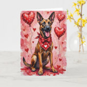 Belgian Malinois Valentine’s Day Dog with Hearts カード (黄色い花)