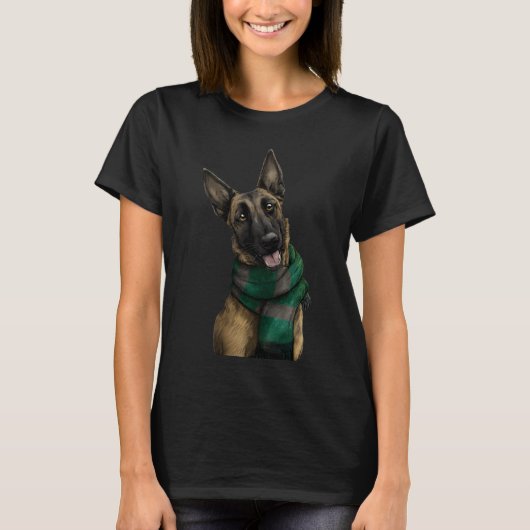 Belgian Malinois Wearing a Scarf Tシャツ (正面)