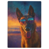 Belgian Malinois Wearing Sunglasses クリップボード (裏面)