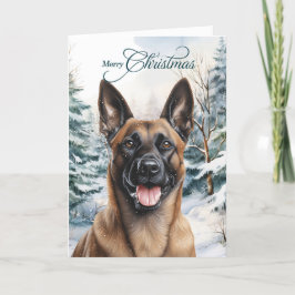 Belgian Malinois Woodland Forest Merry Christmas シーズンカード