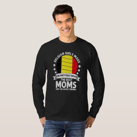 Belgian Mom Belgium Mothers Day Mama Belgian Ameri Tシャツ (正面フル)