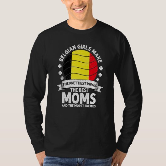 Belgian Mom Belgium Mothers Day Mama Belgian Ameri Tシャツ (正面)