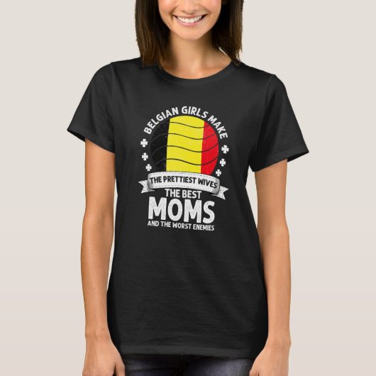 Belgian Mom Belgium Mothers Day Mama Belgian Ameri Tシャツ (正面)
