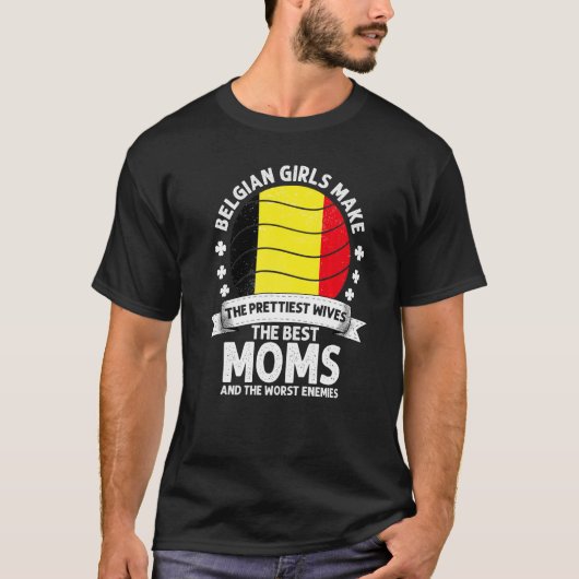Belgian Mom Belgium Mothers Day Mama Belgian Ameri Tシャツ (正面)