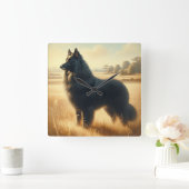 Belgian Sheepdog スクエア壁時計 (ホーム)