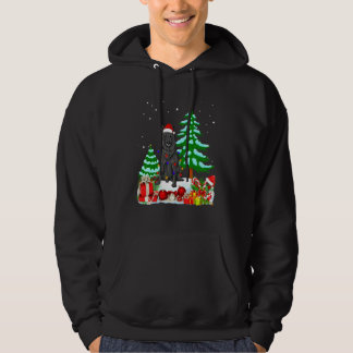 Belgian Sheepdog Dog Wearing Christmas Hat Tree Li パーカ