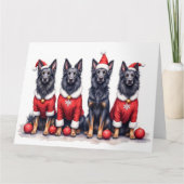 Belgian Shepherd Christmas Dress Santa Hat カード (正面)