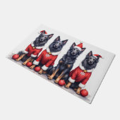 Belgian Shepherd Christmas Dress Santa Hat ドアマット (アングル)