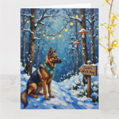 Belgian Shepherd Christmas Enchanted Forest カード (黄色い花)