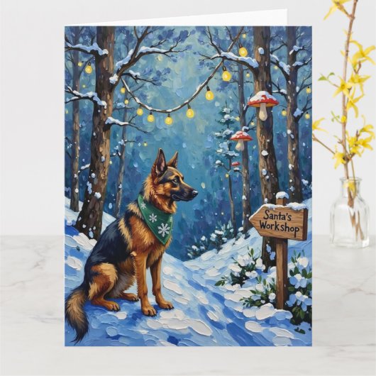 Belgian Shepherd Christmas Enchanted Forest カード (黄色い花)