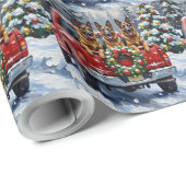 Belgian Shepherd Christmas Red Truck Holiday ラッピングペーパー (ロールコーナー)