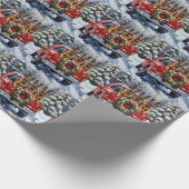 Belgian Shepherd Christmas Red Truck Holiday ラッピングペーパー (角)