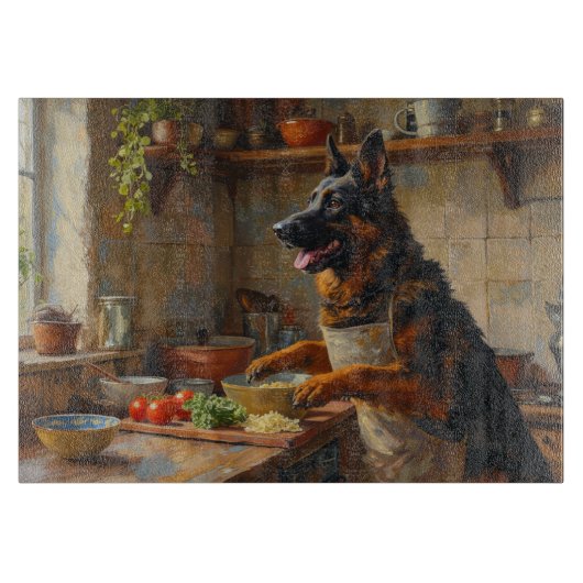 Belgian Shepherd Cooking in Kitchen カッティングボード (正面)