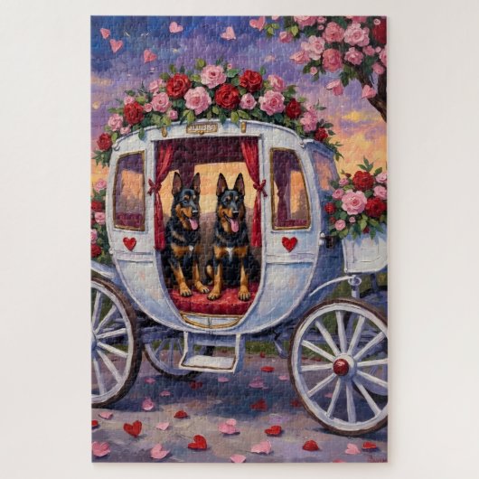 Belgian Shepherd Dog Valentine's Day ジグソーパズル (縦)