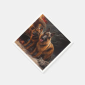 Belgian Shepherd Snowy Sleigh Christmas Decor スタンダードカクテルナプキン (角)