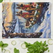 Belgian Shepherd Tervuren Christmas Boat Holiday キッチンタオル (折り畳み)