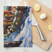 Belgian Shepherd Tervuren Christmas Boat Holiday キッチンタオル (四つ折り)