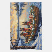 Belgian Shepherd Tervuren Christmas Boat Holiday キッチンタオル (縦)