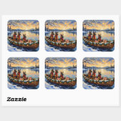 Belgian Shepherd Tervuren Christmas Boat Holiday スクエアシール (シート)