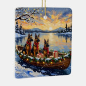 Belgian Shepherd Tervuren Christmas Boat Holiday セラミックオーナメント (右)