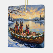 Belgian Shepherd Tervuren Christmas Boat Holiday セラミックオーナメント (左)