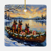 Belgian Shepherd Tervuren Christmas Boat Holiday セラミックオーナメント (裏面)
