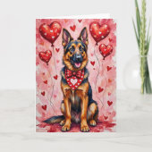 Belgian Shepherd Valentine’s Day Dog with Hearts カード (正面)