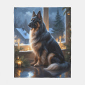 Belgian Shepherd With Christmas Lights Holiday フリースブランケット (正面)