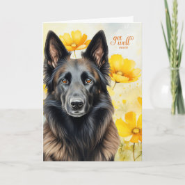 Belgian Tervuren Dog Golden Poppies Get Well カード