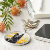 Belgian Tervuren Dog Lover and Poppies キーホルダー (側面)