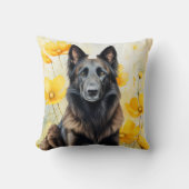 Belgian Tervuren Dog Lover and Poppies クッション (正面)