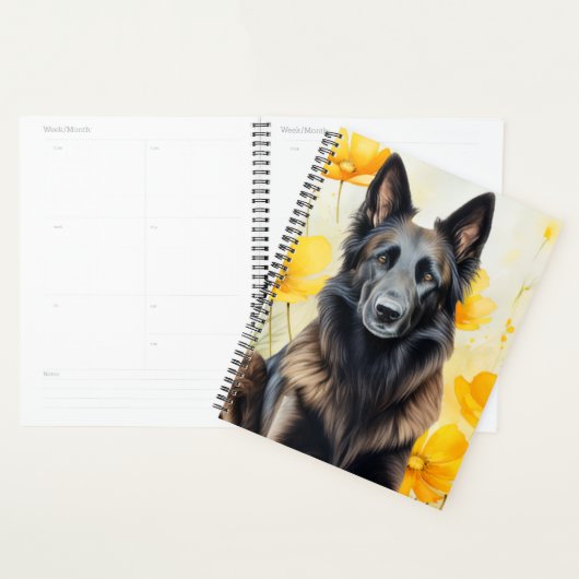 Belgian Tervuren Dog Lover and Poppies プランナー手帳 (ディスプレー)
