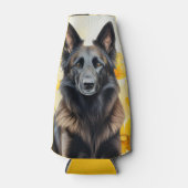 Belgian Tervuren Dog Lover and Poppies ボトルクーラー (正面)