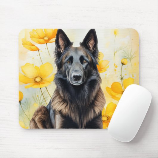 Belgian Tervuren Dog Lover and Poppies マウスパッド (マウス)