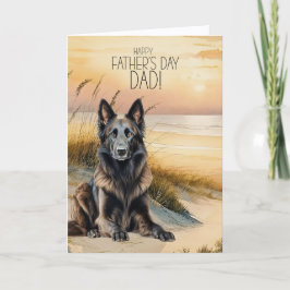Belgian Tervuren Dog Sunset Beach Father's Day シーズンカード