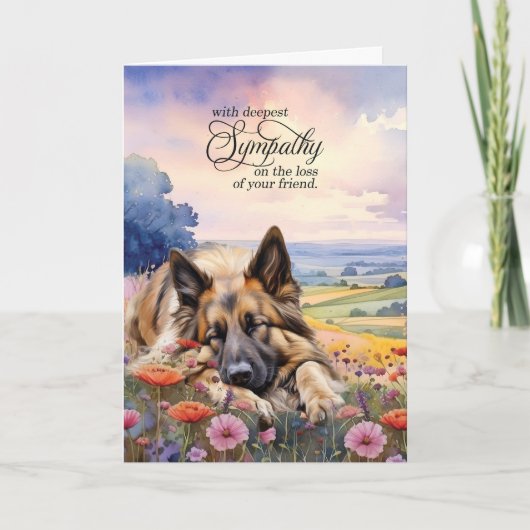 Belgian Tervuren Field of Wildflowers Pet Sympathy カード (正面)