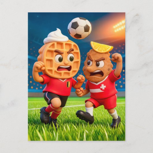 Belgian waffle versus Austrian schnitzel soccer du ポストカード (正面)