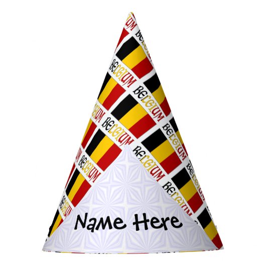 Belgium and Belgian Flag Tiled with Your Name パーティーハット (正面)