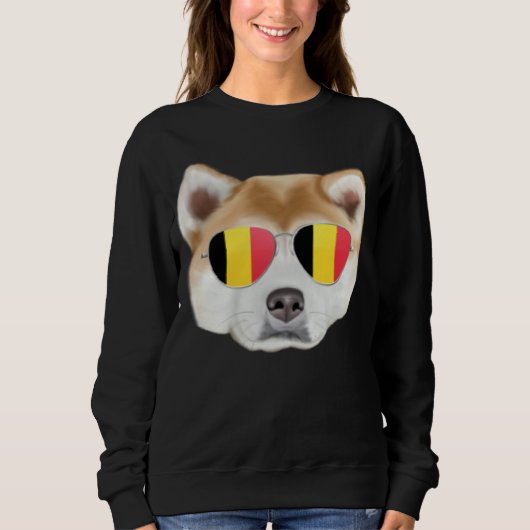 Belgium Flag Akita Dog Belgium Pocket スウェットシャツ (正面)