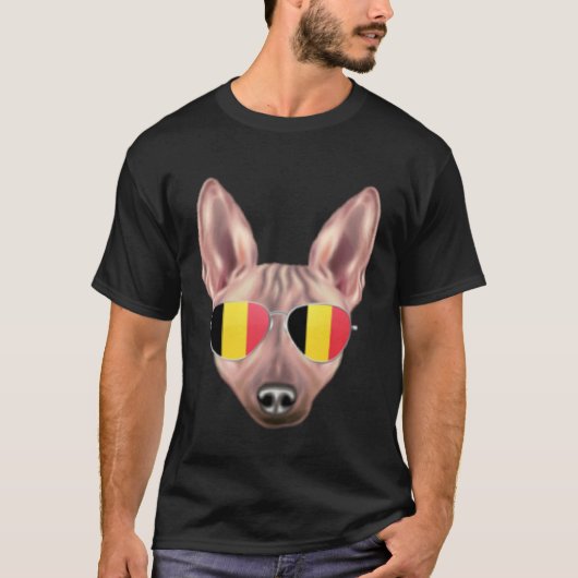 Belgium Flag American Hairless Terrier Dog Belgium Tシャツ (正面)