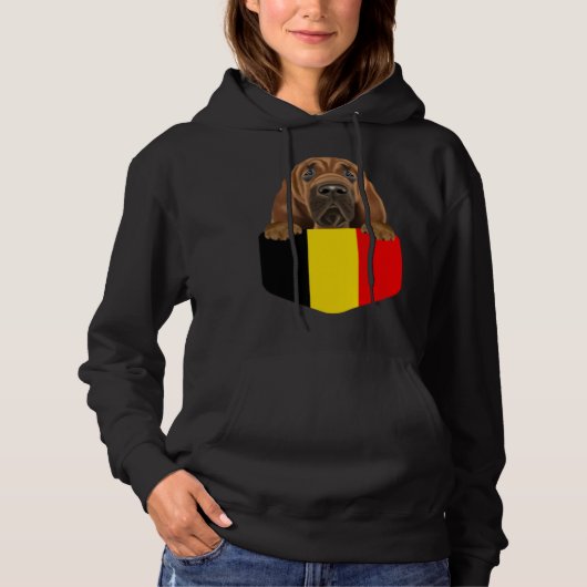 Belgium Flag Bloodhound Dog In Pocket パーカ (正面)