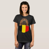 Belgium Flag Bloodhound Dog In Pocket Tシャツ (正面フル)