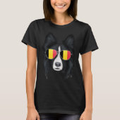 Belgium Flag Border Collie Dog Belgium Pocket Tシャツ (正面)