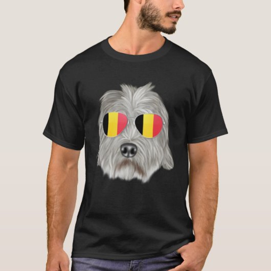 Belgium Flag Dandie Dinmont Terrier Dog Belgium Po Tシャツ (正面)