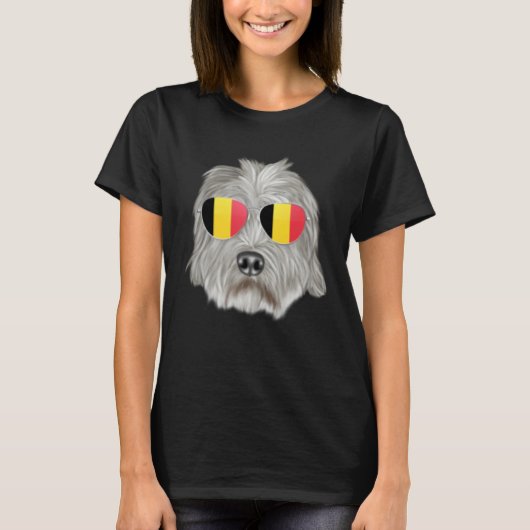 Belgium Flag Dandie Dinmont Terrier Dog Belgium Po Tシャツ (正面)